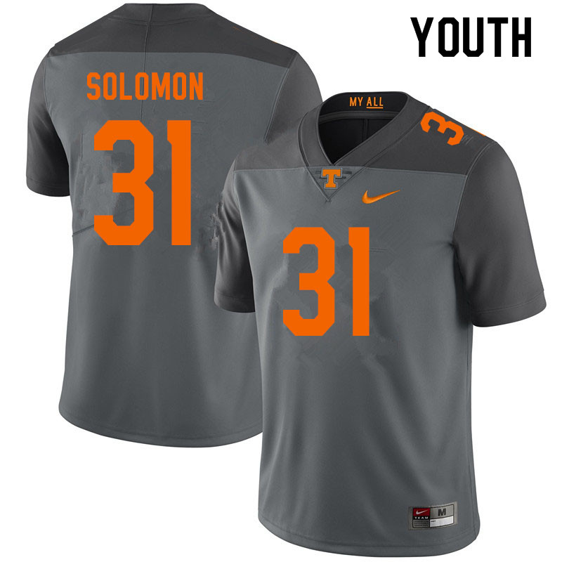 Youth #31 Kenney Solomon Tennessee Volunteers College Football Jerseys Sale-Gray